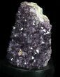 Dark Purple Amethyst Cluster On Wood Base #36453-1